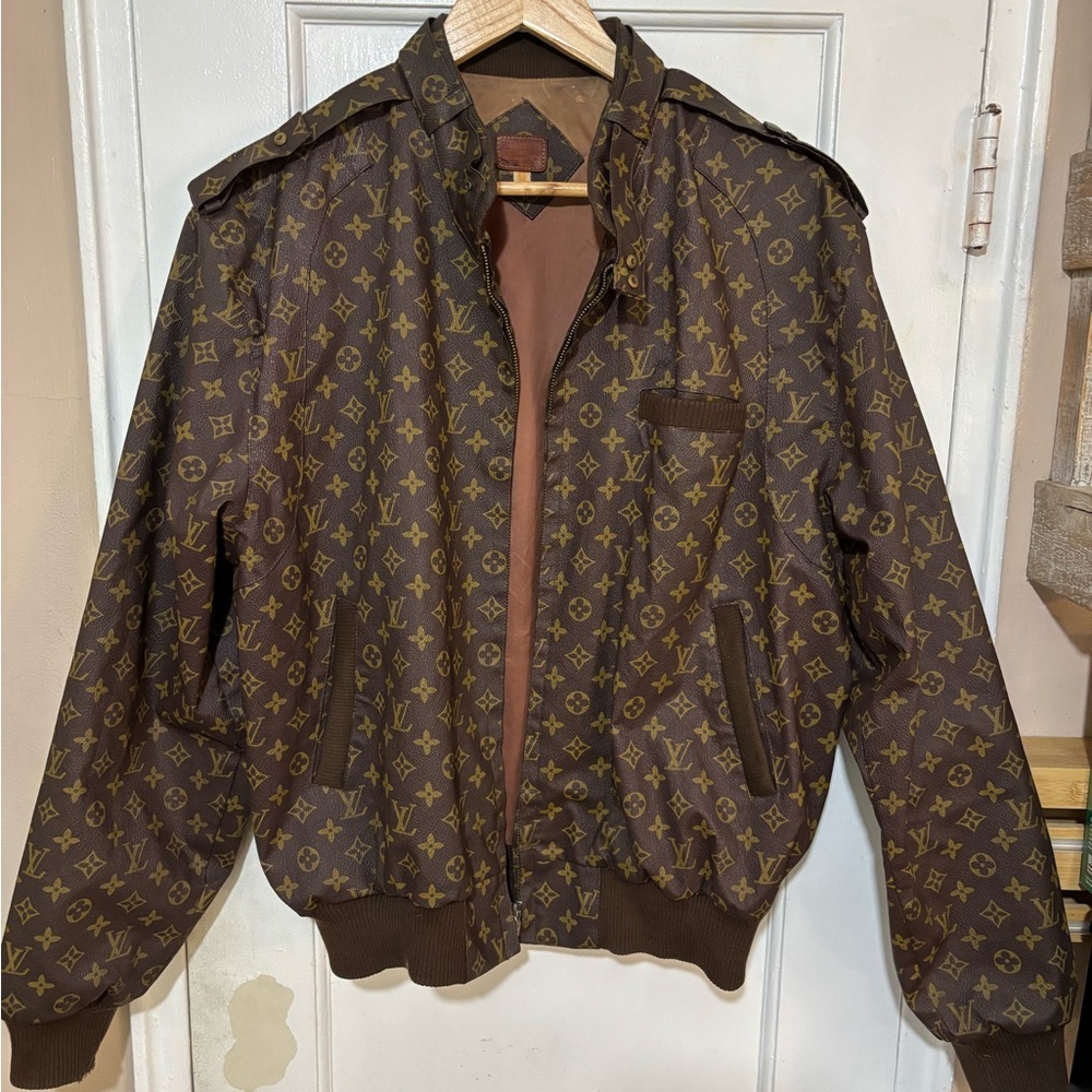 Louis Vuitton Brown and Gold Monogram Bomber Jacket